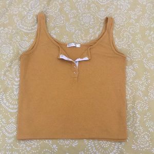 Mustard Yellow Ribbed Tank w/ buttons